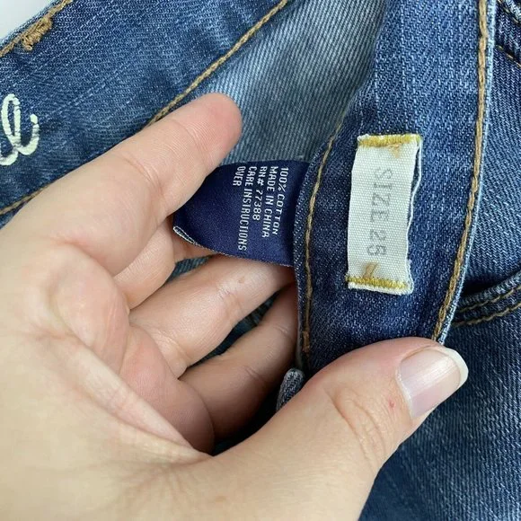 Madewell Womens Size 25 Blue Medium Wash Distressed Frayed Low Rise Jean Shorts - Picture 7 of 7